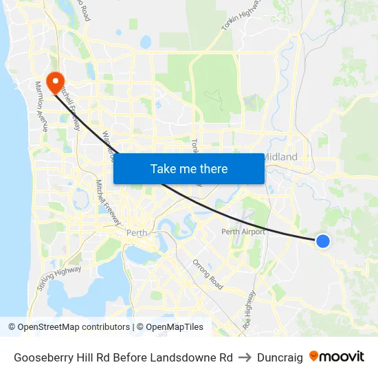 Gooseberry Hill Rd Before Landsdowne Rd to Duncraig map