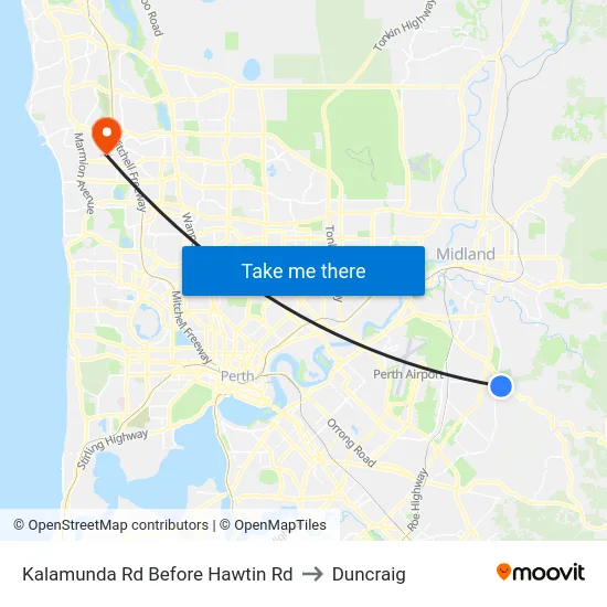 Kalamunda Rd Before Hawtin Rd to Duncraig map