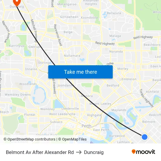 Belmont Av After Alexander Rd to Duncraig map