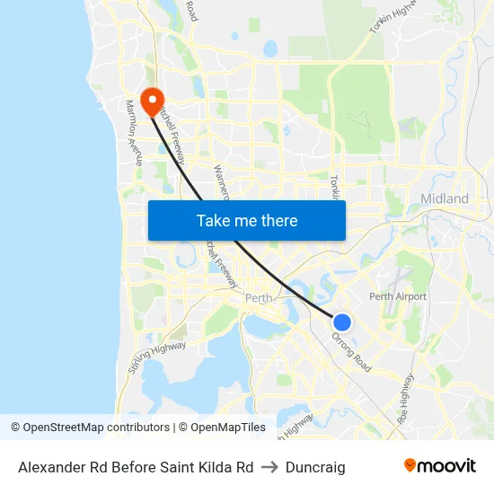 Alexander Rd Before Saint Kilda Rd to Duncraig map