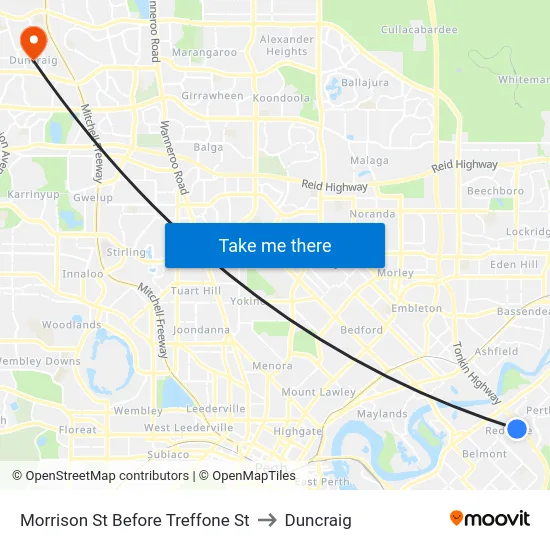 Morrison St Before Treffone St to Duncraig map