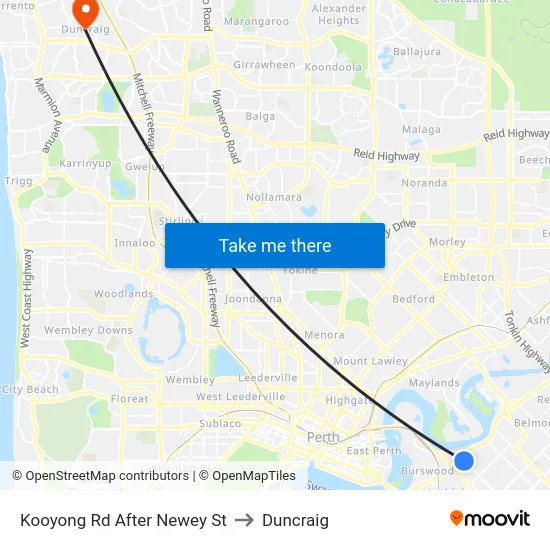 Kooyong Rd After Newey St to Duncraig map