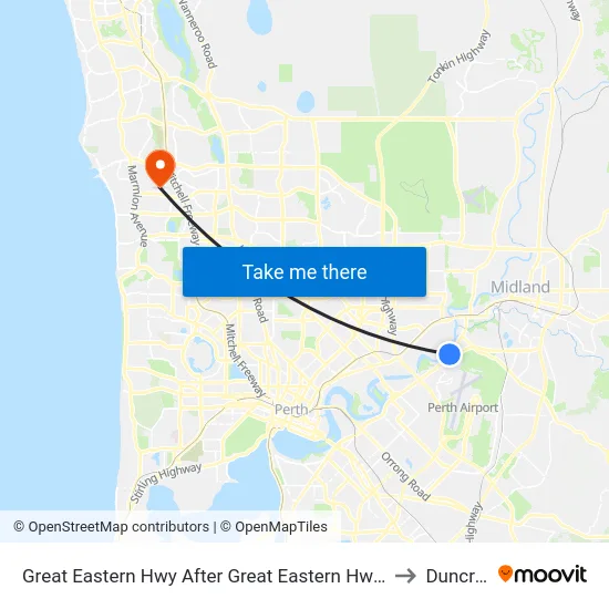 Great Eastern Hwy After Great Eastern Hwy Bypass to Duncraig map
