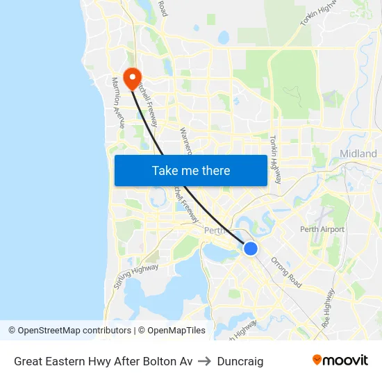 Great Eastern Hwy After Bolton Av to Duncraig map