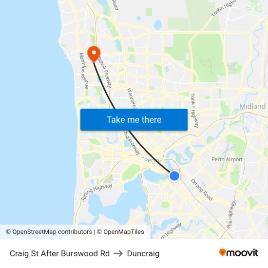 Craig St After Burswood Rd to Duncraig map