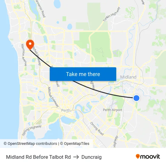 Midland Rd Before Talbot Rd to Duncraig map