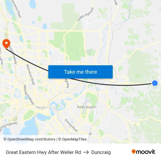 Great Eastern Hwy After Weller Rd to Duncraig map