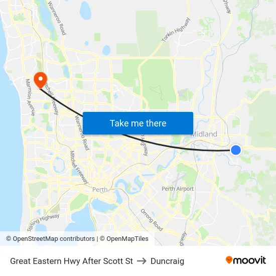Great Eastern Hwy After Scott St to Duncraig map