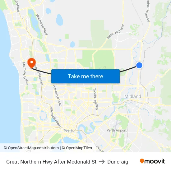 Great Northern Hwy After Mcdonald St to Duncraig map