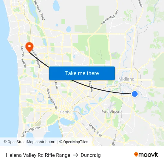 Helena Valley Rd Rifle Range to Duncraig map