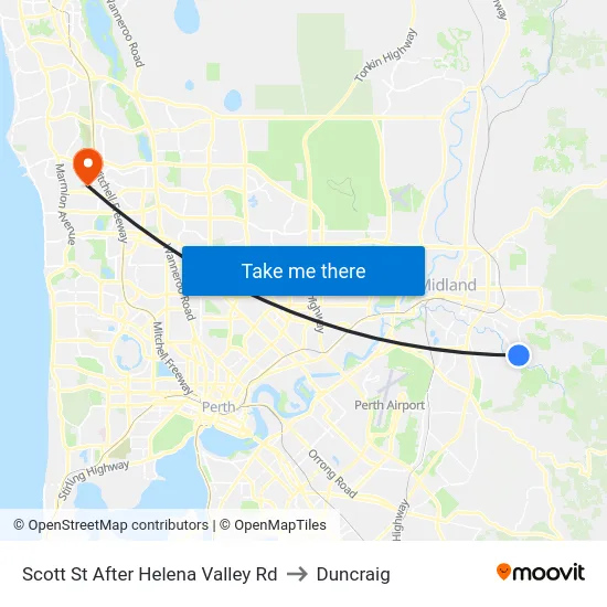 Scott St After Helena Valley Rd to Duncraig map