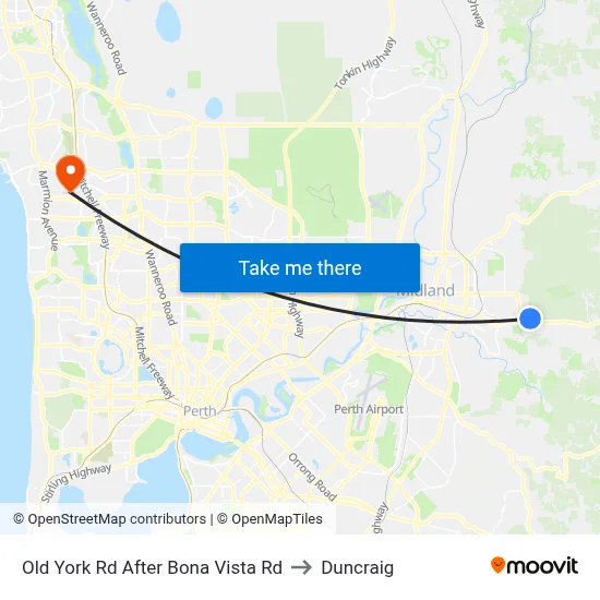 Old York Rd After Bona Vista Rd to Duncraig map