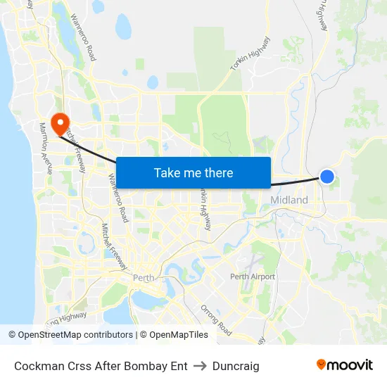 Cockman Crss After Bombay Ent to Duncraig map