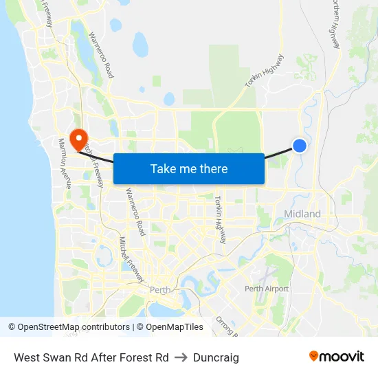 West Swan Rd After Forest Rd to Duncraig map