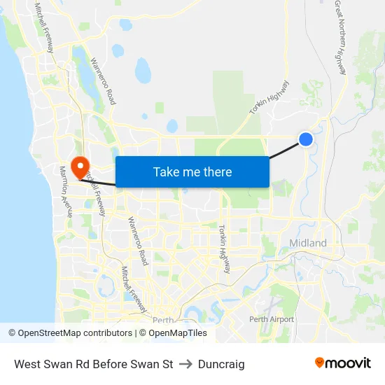 West Swan Rd Before Swan St to Duncraig map