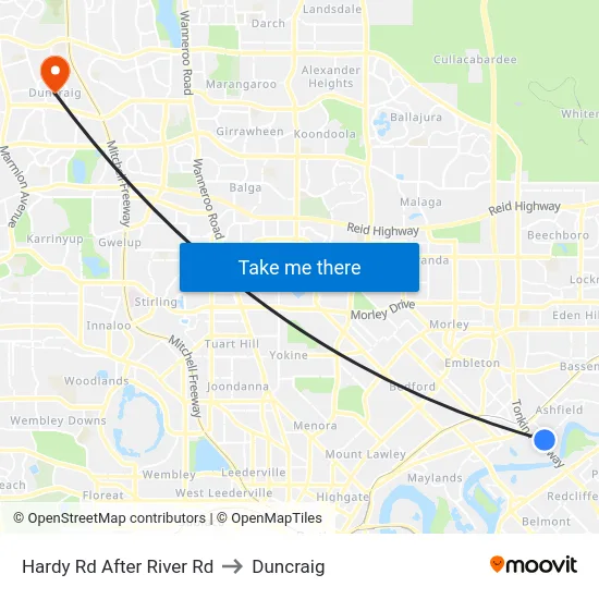 Hardy Rd After River Rd to Duncraig map