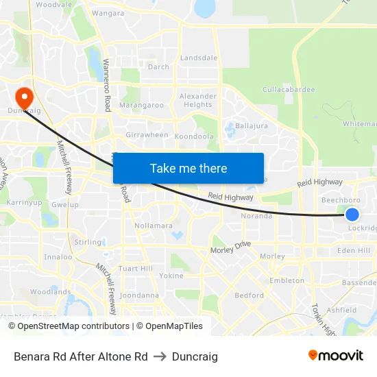 Benara Rd After Altone Rd to Duncraig map