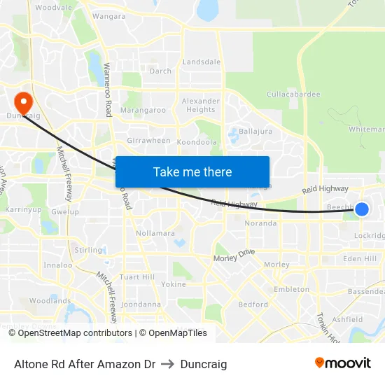 Altone Rd After Amazon Dr to Duncraig map