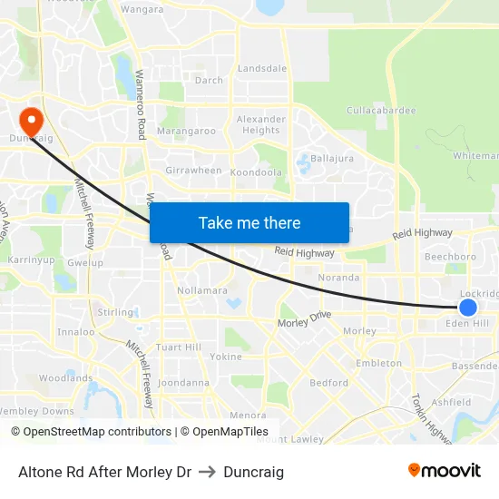 Altone Rd After Morley Dr to Duncraig map