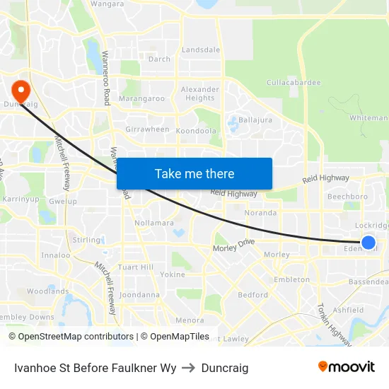 Ivanhoe St Before Faulkner Wy to Duncraig map