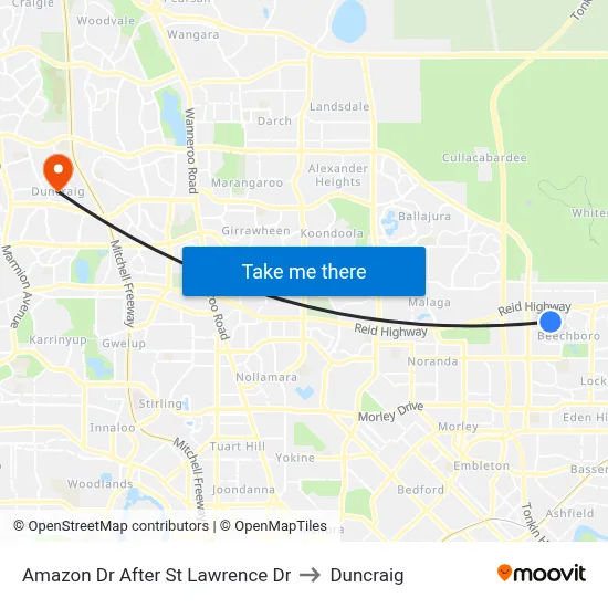 Amazon Dr After St Lawrence Dr to Duncraig map