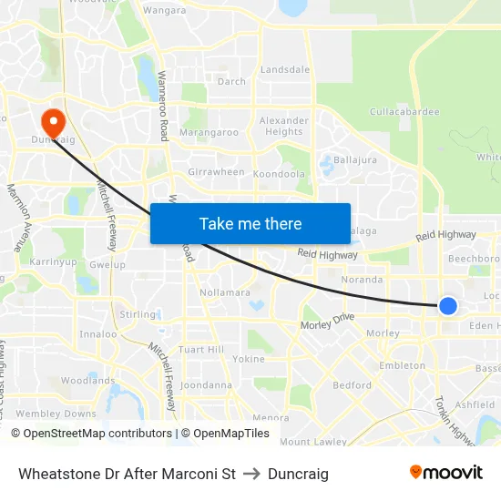 Wheatstone Dr After Marconi St to Duncraig map