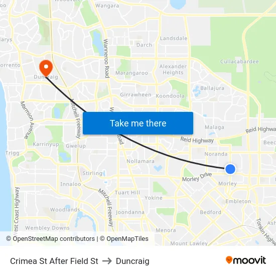 Crimea St After Field St to Duncraig map