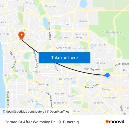 Crimea St After Walmsley Dr to Duncraig map