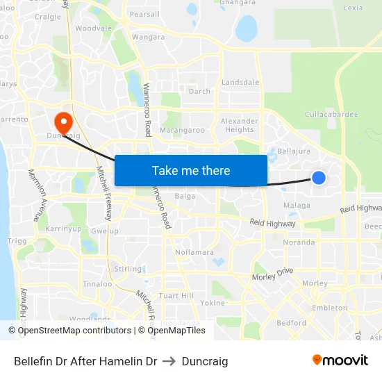 Bellefin Dr After Hamelin Dr to Duncraig map