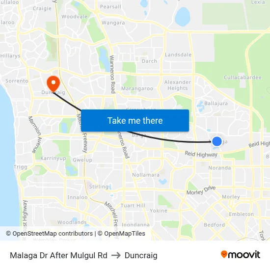 Malaga Dr After Mulgul Rd to Duncraig map