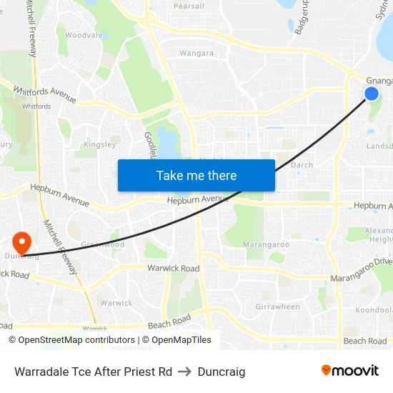 Warradale Tce After Priest Rd to Duncraig map