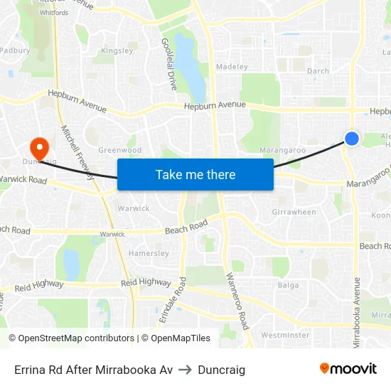 Errina Rd After Mirrabooka Av to Duncraig map