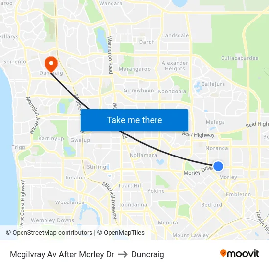 Mcgilvray Av After Morley Dr to Duncraig map