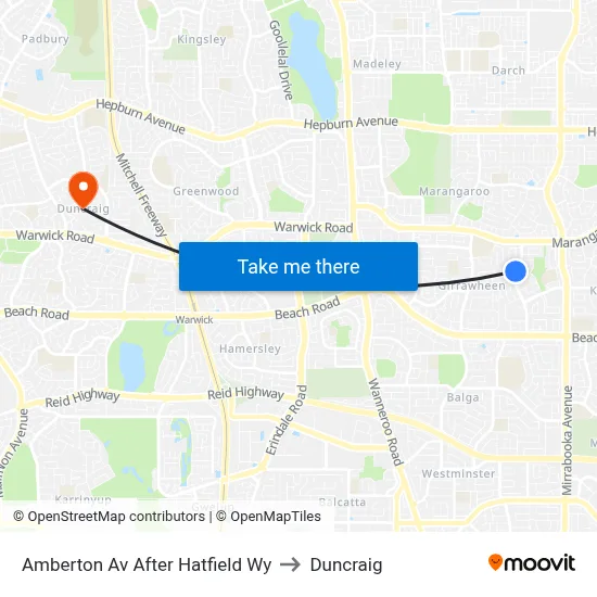 Amberton Av After Hatfield Wy to Duncraig map