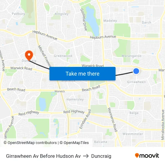 Girrawheen Av Before Hudson Av to Duncraig map