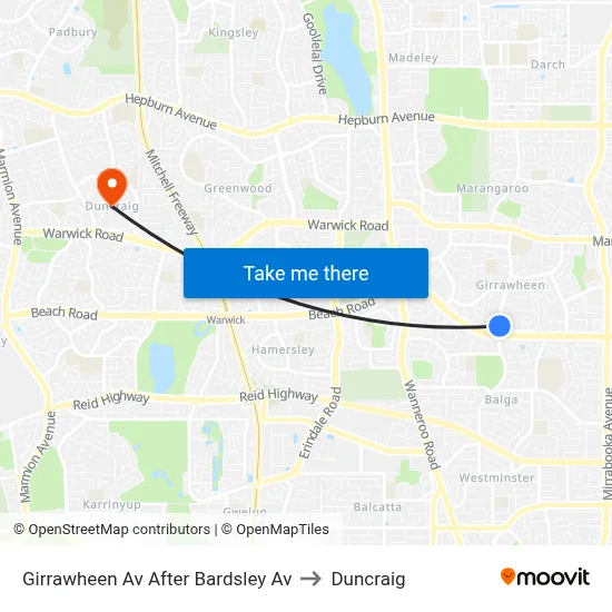 Girrawheen Av After Bardsley Av to Duncraig map
