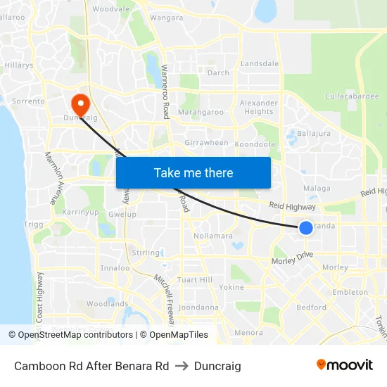 Camboon Rd After Benara Rd to Duncraig map