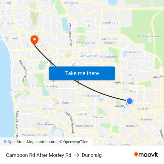 Camboon Rd After Morley Rd to Duncraig map