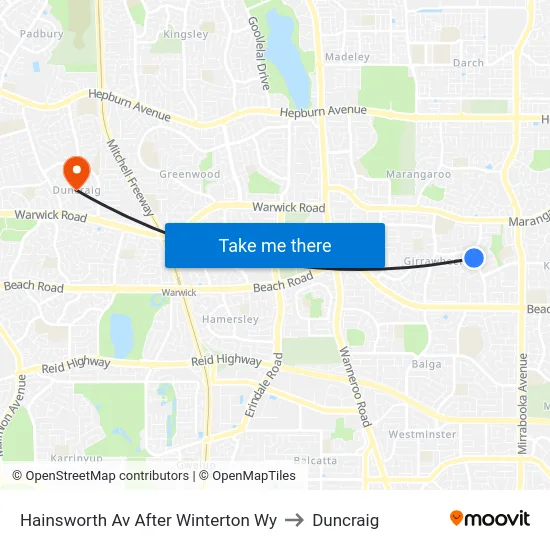 Hainsworth Av After Winterton Wy to Duncraig map