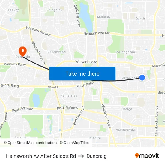 Hainsworth Av After Salcott Rd to Duncraig map