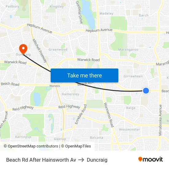 Beach Rd After Hainsworth Av to Duncraig map