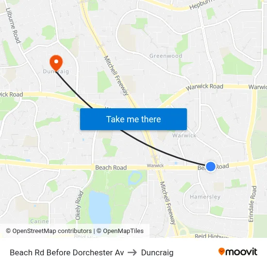 Beach Rd Before Dorchester Av to Duncraig map
