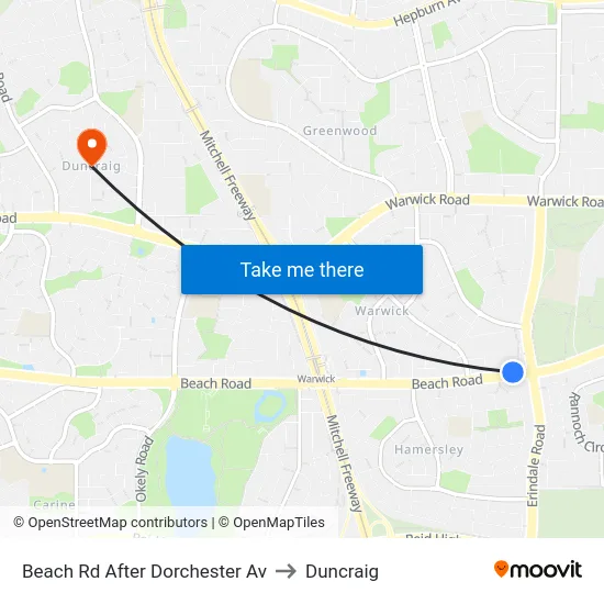Beach Rd After Dorchester Av to Duncraig map