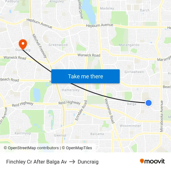 Finchley Cr After Balga Av to Duncraig map