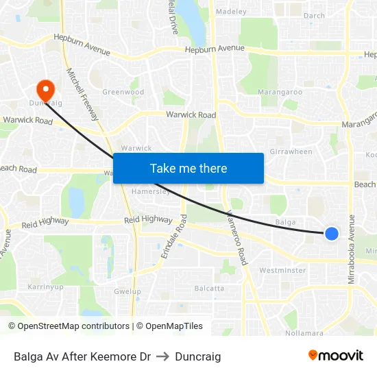 Balga Av After Keemore Dr to Duncraig map
