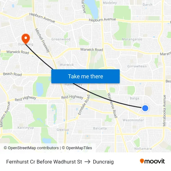 Fernhurst Cr Before Wadhurst St to Duncraig map
