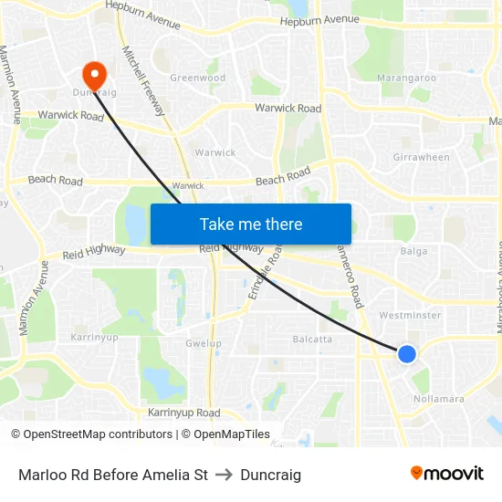 Marloo Rd Before Amelia St to Duncraig map