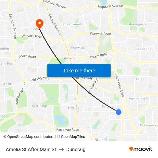 Amelia St After Main St to Duncraig map