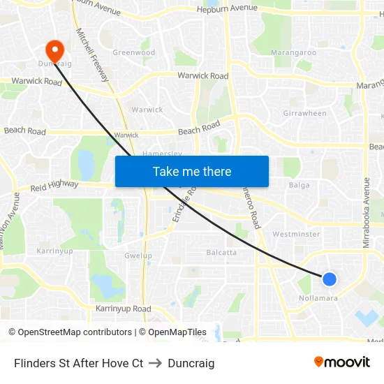 Flinders St After Hove Ct to Duncraig map