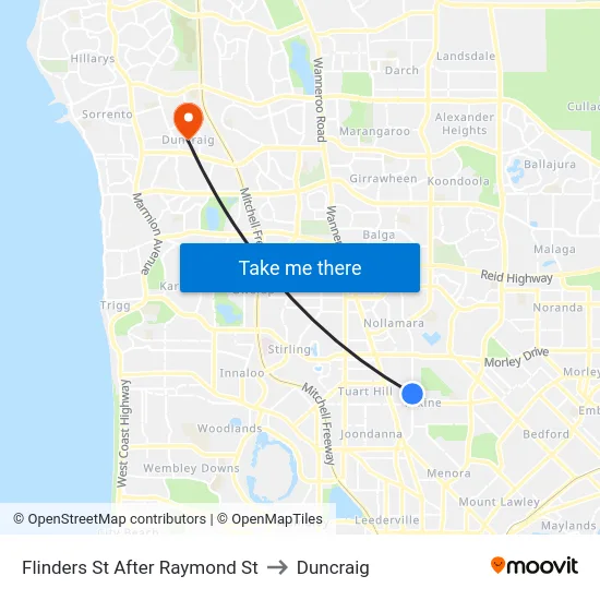 Flinders St After Raymond St to Duncraig map